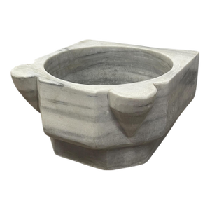 Vintage Rustic Hand-Carved Hexagonal Marble Sink Basin