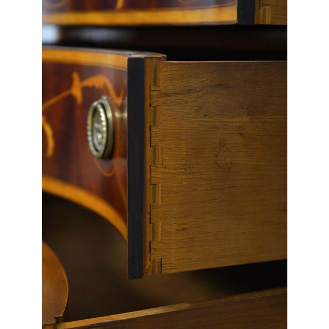 1980s Baker Colonial Williamsburg Mahogany Bow Front Chest For Sale - Image 5 of 18