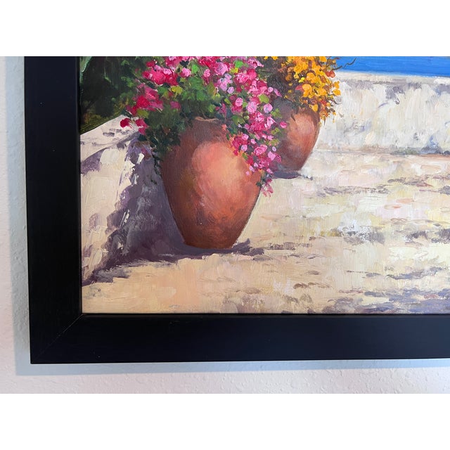 Italian Artist Moriani (20c) Coastal Landscape Oil on Canvas Painting, Framed For Sale - Image 4 of 10