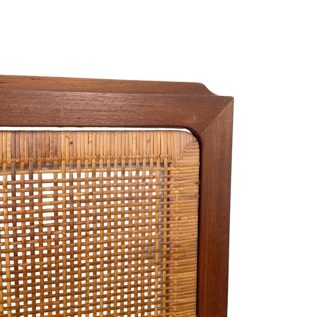Wood Scandinavian Modern Headboard W/ Cane Panels, Full For Sale - Image 7 of 12