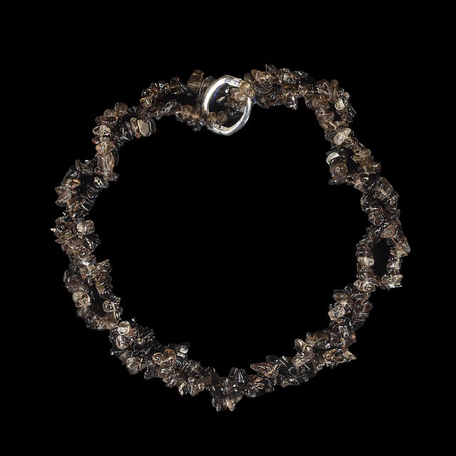 Late 20th Century Ajd 34 Inch Infinity Smoky Quartz Polished Chip Necklace For Sale In Raleigh - Image 6 of 6
