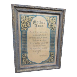 Art Deco Art Print of Poem of Mother Love For Sale