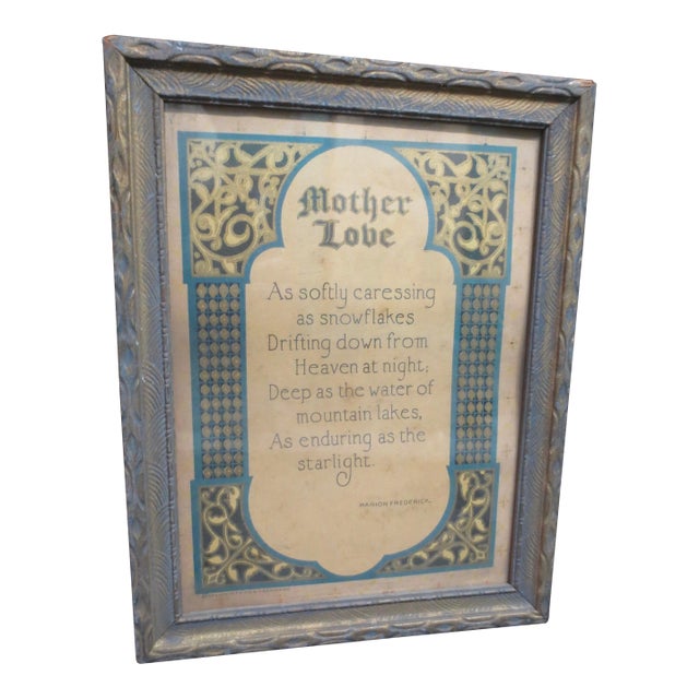 Art Deco Art Print of Poem of Mother Love For Sale