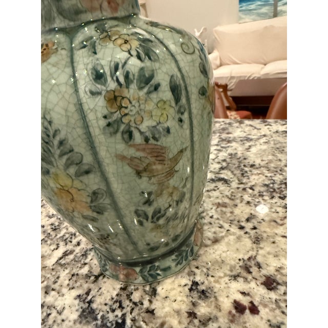 Asian Antique Antique Porcelain Vase in Famille- Verte Style ( Green Family ) For Sale - Image 3 of 5