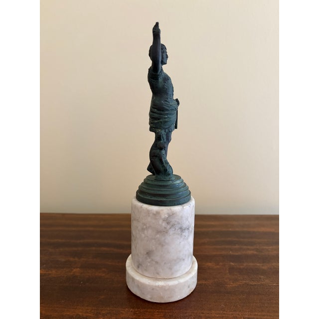 Brass Neoclassical Brass Figure on Marble Base, Grand Tour Style Roman Sculpture For Sale - Image 8 of 10