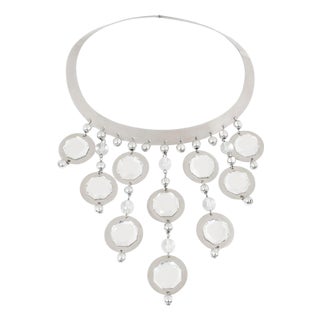 Louis Feraud Paris Chrome and Mirrors Space Age Necklace For Sale