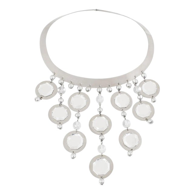 Louis Feraud Paris Chrome and Mirrors Space Age Necklace For Sale