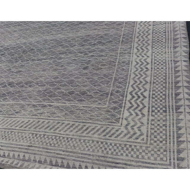 Modern Gray and Cream Piled Rug by Keivan Woven Arts, 10'1" X 12'0" For Sale In Atlanta - Image 6 of 12