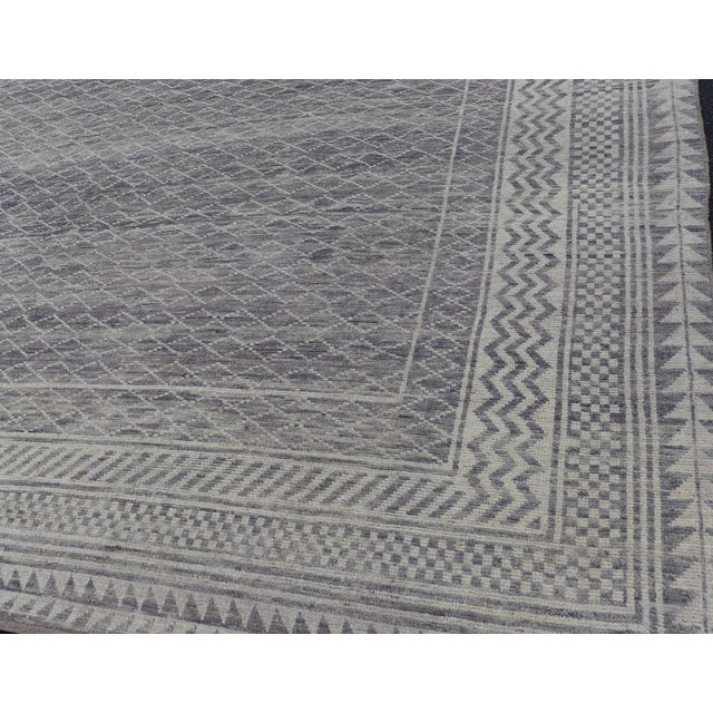 Modern Piled Rug With All-Over Design by Keivan Woven Arts in Gray and Cream 10'1 X 12'0 For Sale In Atlanta - Image 6 of 12
