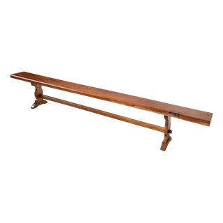 Antique French Long Elm Monastery Bench, 1850 For Sale