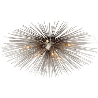 Kelly Wearstler for Visual Comfort Signature Strada Medium Flush Mount in Burnished Silver Leaf For Sale