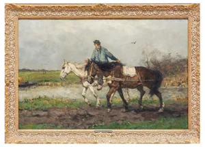 Johan Frederik Cornelis Scherrewitz, Horse & Landscape, 1950s, Oil on Canvas, Framed