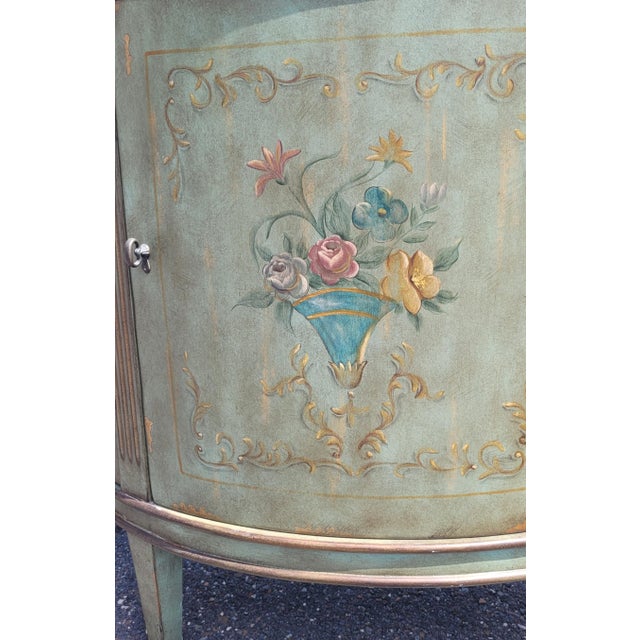 Vintage Adams Style Demilune Moss Green Credenza For Sale - Image 9 of 11