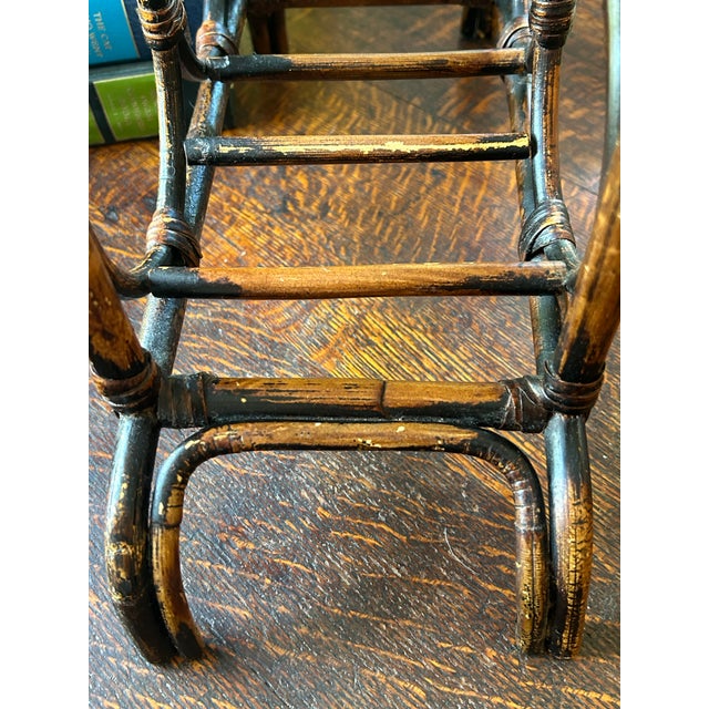 Vintage Boho Chic Scorched Tortoise Bamboo 6 Bottle Wine Holder For Sale - Image 11 of 11