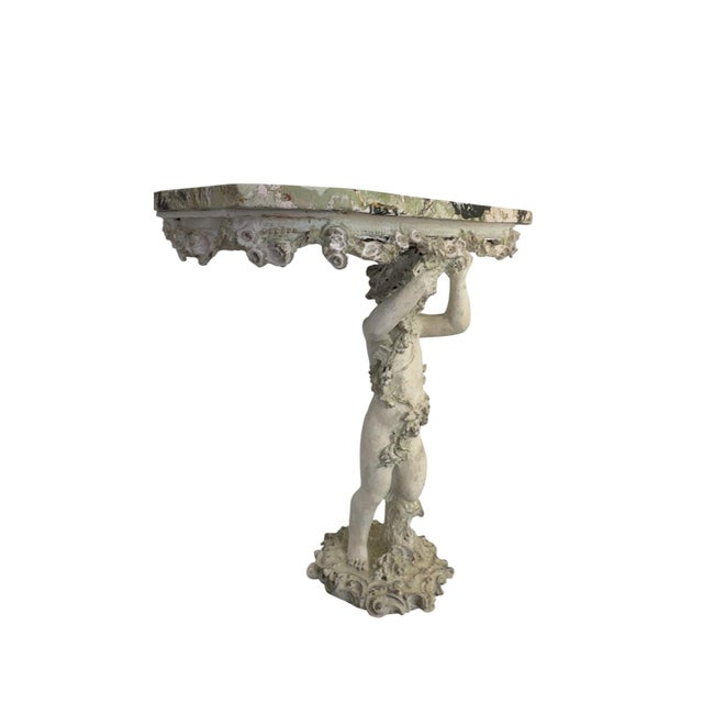 Vintage Cherub Putti Console Table With Scagliola Top For Sale - Image 4 of 8