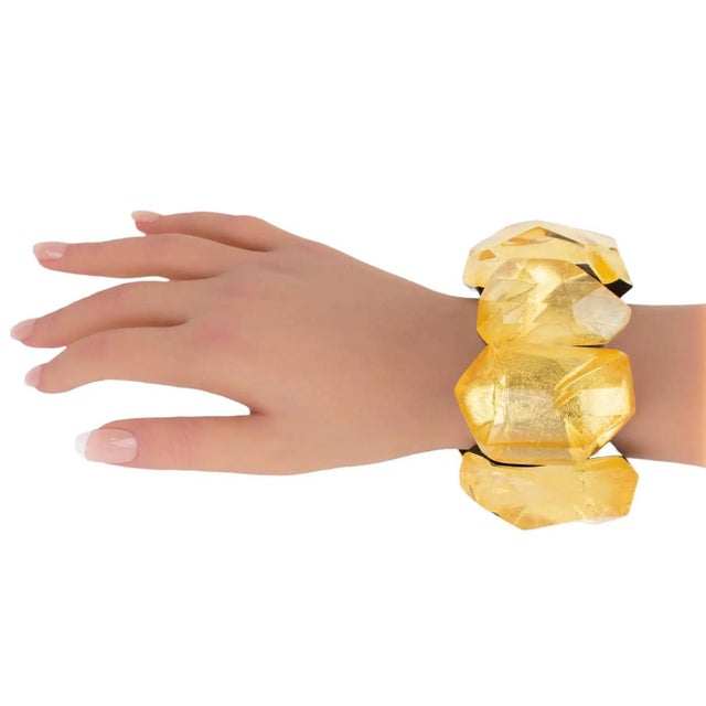 Monies Massive Black Resin and Gold Foil Stretch Bracelet Bangle For Sale - Image 10 of 10