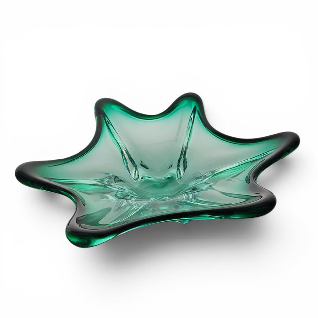 Murano Murano Sommerso Emerald & Aquamarine Sculptural Star Art Glass Bowl 11.25" For Sale - Image 4 of 18