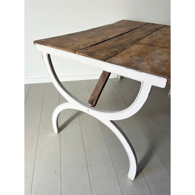 1930s Hall Console Table with Curule Iron Legs, 1930s For Sale - Image 5 of 10