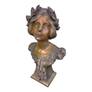 Art Nouveau Polychrome Bust “Enid” of a Young Woman, European, C. 1900–1915
