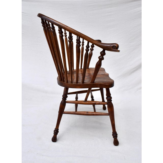 Chestnut 19th C. Windsor Style Accent Chair With Dolphin Head Arms For Sale - Image 8 of 13