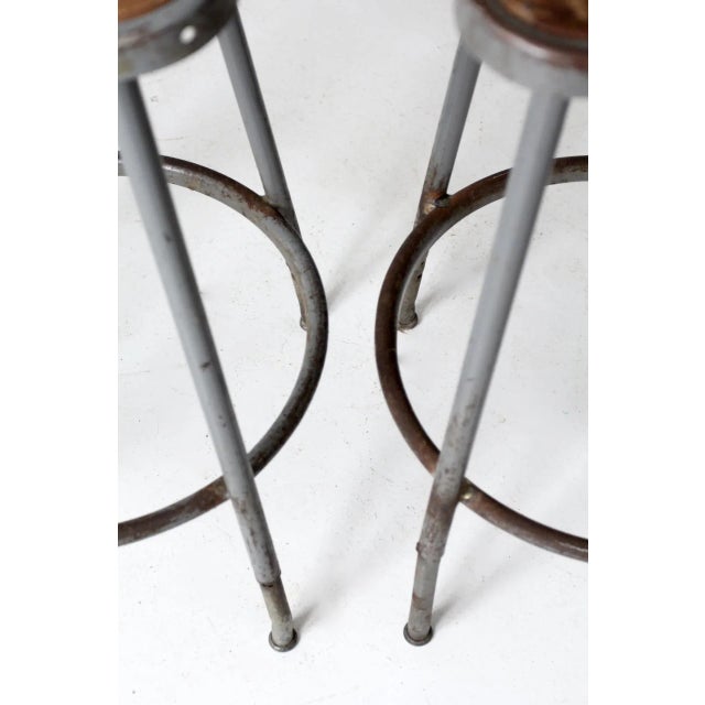 Mid Century Industrial Stools Pair For Sale - Image 10 of 13