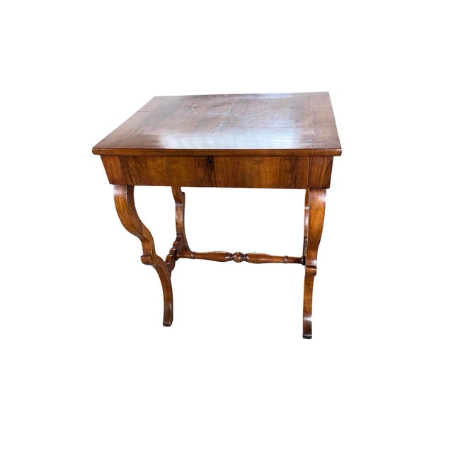 Carlo X Italian Walnut Side Table, 1820s For Sale - Image 12 of 16