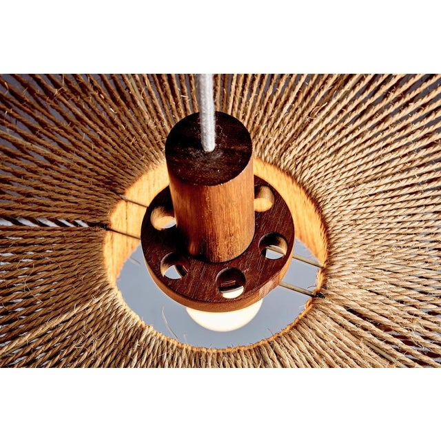 UFO Disc Pendant with Teakwood Centerpiece from Temde Leuchten, Germany, 1970s For Sale - Image 14 of 17