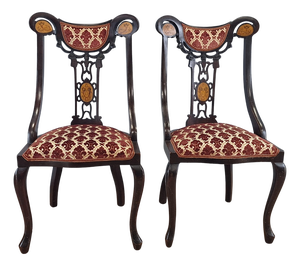 Antique English Art Nouveau Chairs, 1890s, Set of 2