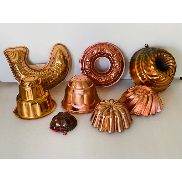 Shabby Chic 8 Vintage Copper Baking Molds Kitchen Collectibles For Sale - Image 3 of 5