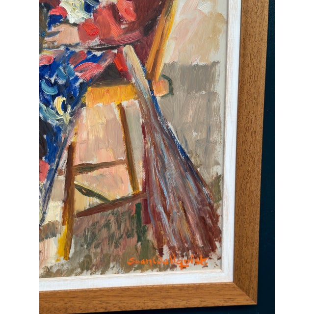 Svan Wallquist, Woman with Broom and Teapot, 1950s, Oil on Panel, Framed For Sale - Image 9 of 18