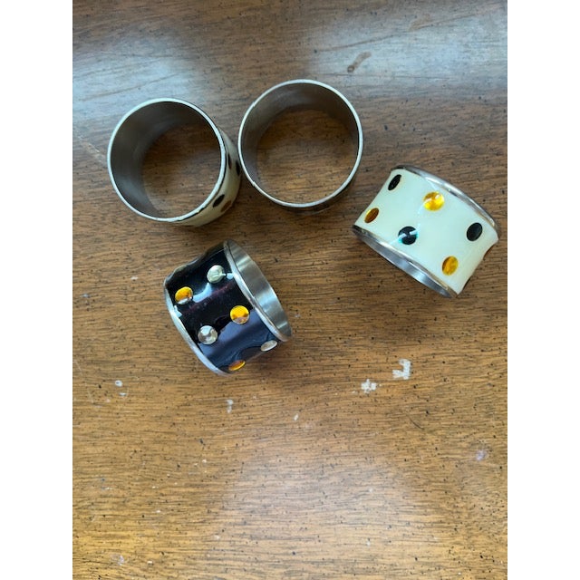 Enamel and Faux Gem Napkin Rings, Set of 4 For Sale - Image 11 of 16