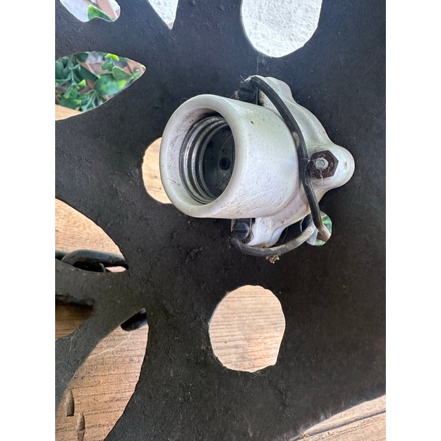 Metal Antique Japanese Cast Iron Moon Lantern For Sale - Image 7 of 11