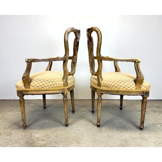 Late 19th Century 19th Century Louis XVI Directoire Style Painted Armchairs—a Pair For Sale - Image 5 of 12