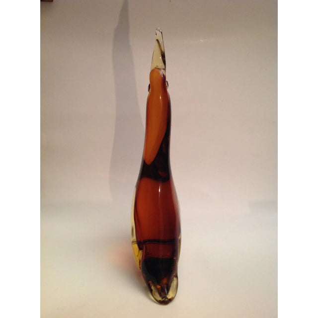 1950s Tall Sommerso Glass Caramel to Clear Penguin For Sale - Image 4 of 13