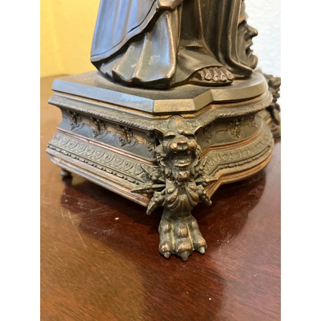 Mid 20th Century Large Neoclassical Allegorical Figure With Tragedy Mask, Bronze-Finished Spelter Sculpture For Sale In Los Angeles - Image 6 of 18