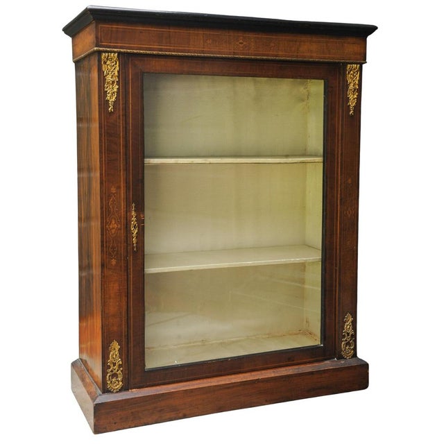 Victorian English Satinwood and Gilt Metal Glazed Pier Cabinet in Walnut, 1890s For Sale - Image 13 of 13