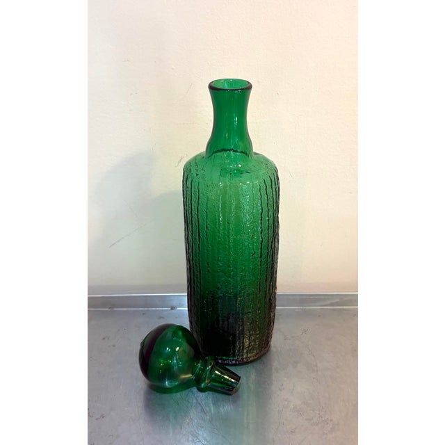 1950s Mid Century Modern Green Glass Large Decanter For Sale - Image 4 of 4