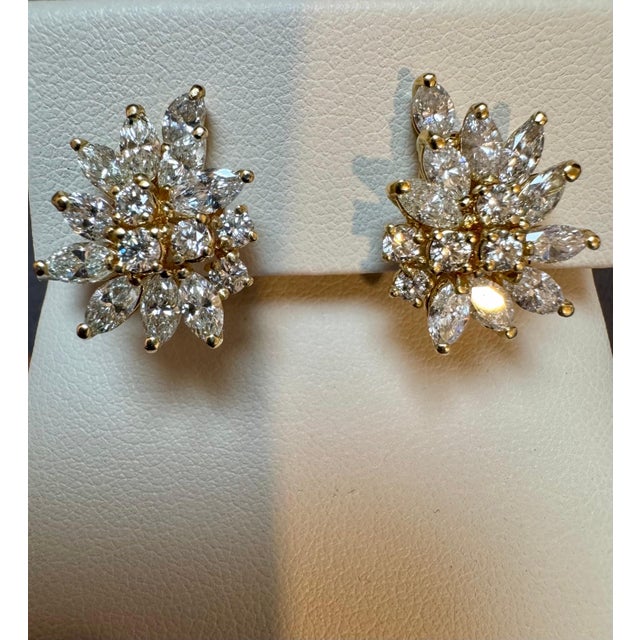 Early 21st Century 20 Natural Marquise Diamonds & 10 Round Diamond Clip on Earring 18 KYG For Sale - Image 5 of 18
