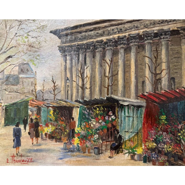 French 19th Century French Parisian Scene Painting in Gilt Frame Signed E. Thioulouze For Sale - Image 3 of 8