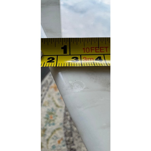 47” Round Saarinen Dining Table in Polished Coated Arabescato Marble With White Base For Sale - Image 6 of 6