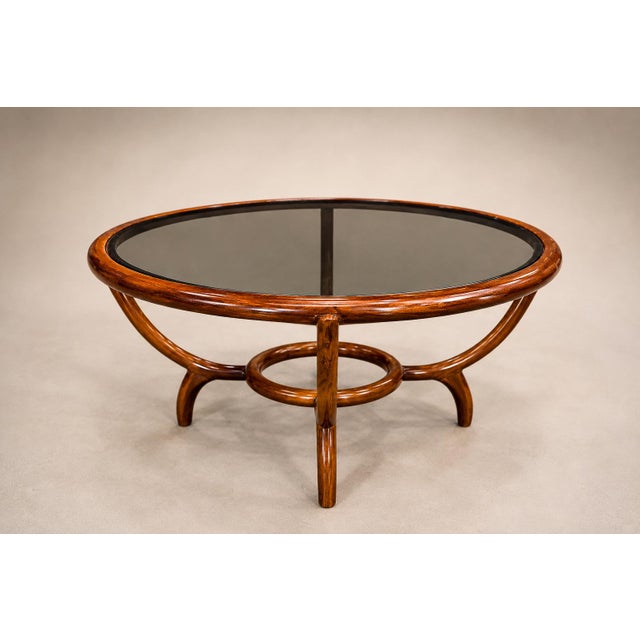 Mid-Century Modern Round Coffee Table in Caviúna Wood & Glass by Giuseppe Scapinelli, Brazil, 1950s For Sale - Image 3 of 18