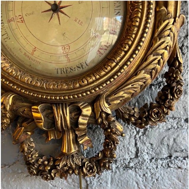 19th Century French Giltwood Barometer For Sale - Image 9 of 9