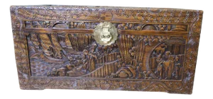 Large Carved Camphor Wood Chest, 1920s