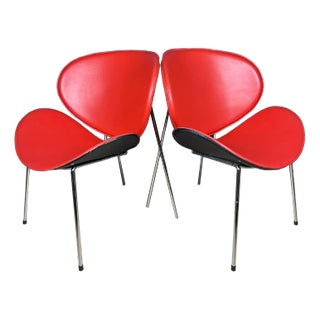 Set of Red Lounge Chairs, Italy, 1990s For Sale