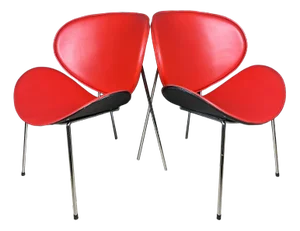 Set of Red Lounge Chairs, Italy, 1990s