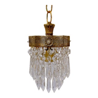 1920s Traditional Brass Rim Chandelier For Sale