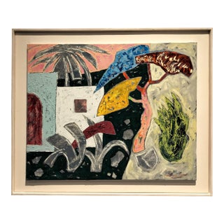 "Happy Desert Home" Colorful Southwestern Landscape by Jacques Lamy For Sale