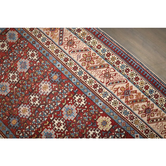 19th Century Antique Zabihi Collection Caucasian Chi Chi Kuba Rug - 4'10" x 8'6" For Sale - Image 4 of 9