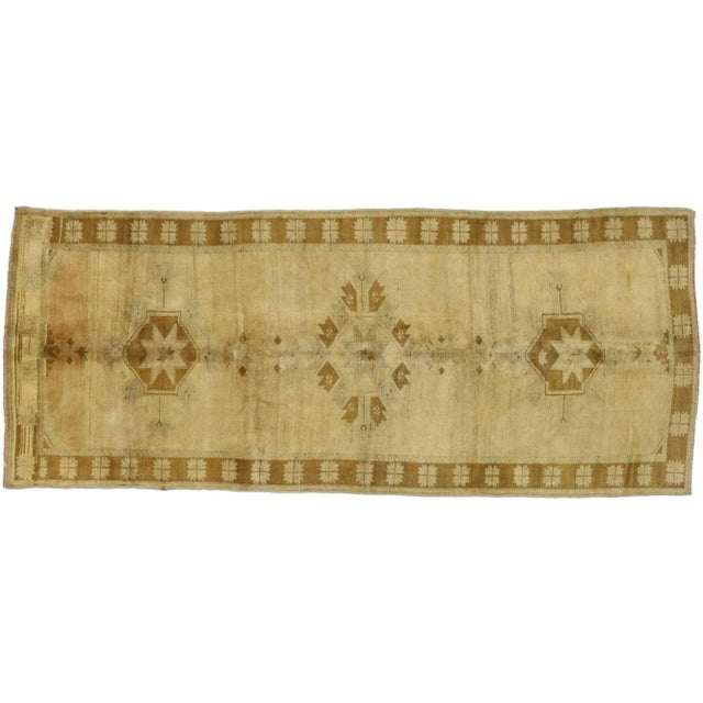Vintage Turkish Oushak Gallery Rug, Wide Hallway Runner - 05'00 X 12'00 For Sale In Dallas - Image 6 of 7