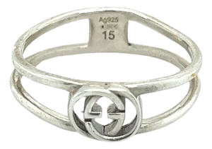 1990s Gucci Estate Ladies Ring Size 7 Sterling Silver